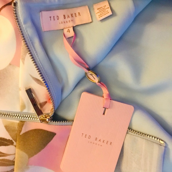 NWT TED BAKER 4 US 10 Umerta Floral Skater Mint Chocolate Chip Knot Dress - Picture 6 of 6